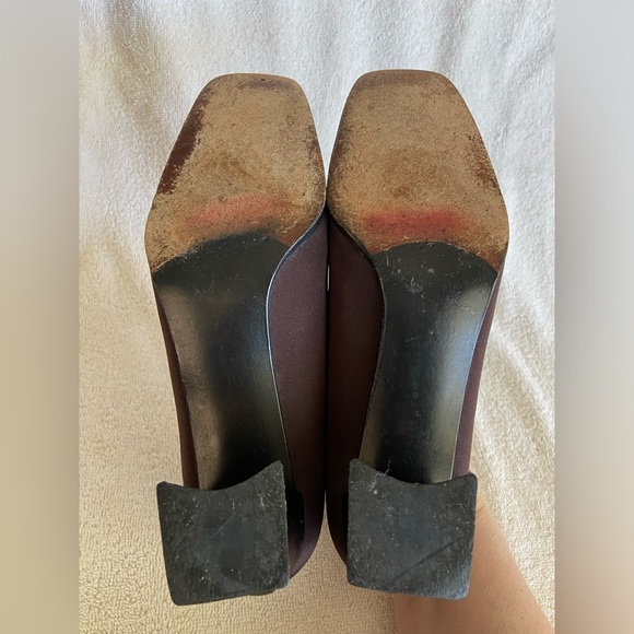 Vintage Stuart Weitzman Brown Heels Square Toe Women's Size 6 - Picture 7 of 11